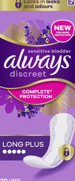 Always Kuukautiset Ja Intiimihygienia<Discreet Long Plus 20kpl inkontinenssisuoja
