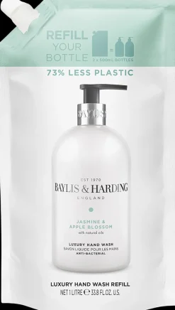 Baylis u0026 Harding Käsienhoito<Baylis & Harding Jasmine & Apple Blossom Anti Bacterial käsisaippua täyttöpussi 1L