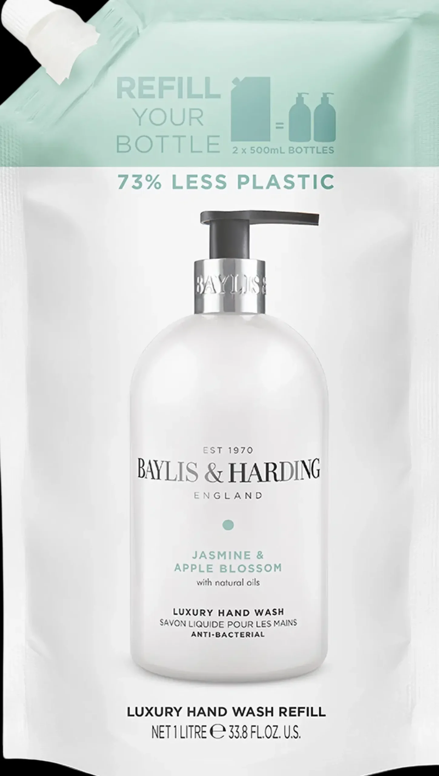 Baylis u0026 Harding Käsienhoito<Baylis & Harding Jasmine & Apple Blossom Anti Bacterial käsisaippua täyttöpussi 1L