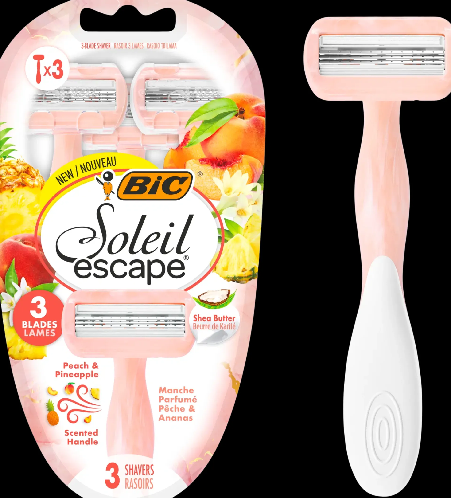BiC Karvanpoisto<Soleil Escape 3 Peach & Pineapple-varsiterä