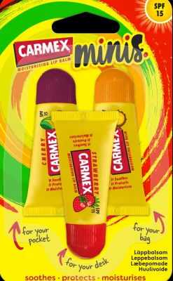 Carmex Kasvojenhoito<Mini Tubes huulivoidepuikot 3x5g