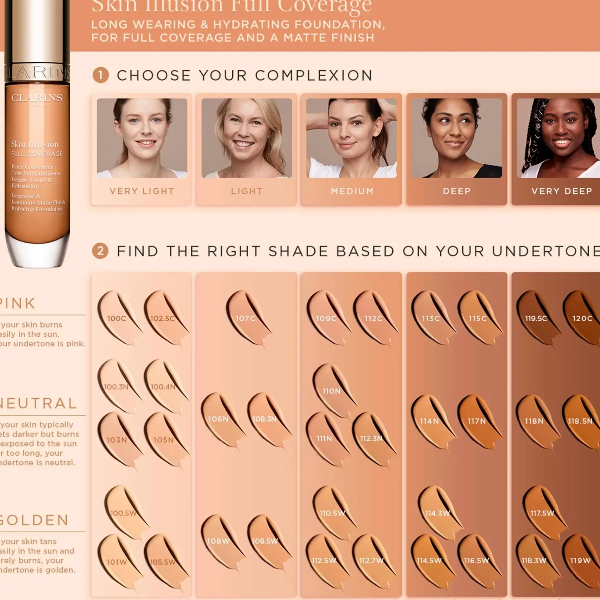 Clarins Kasvomeikit<Skin Illusion Full Coverage Foundation meikkivoide 30 ml
