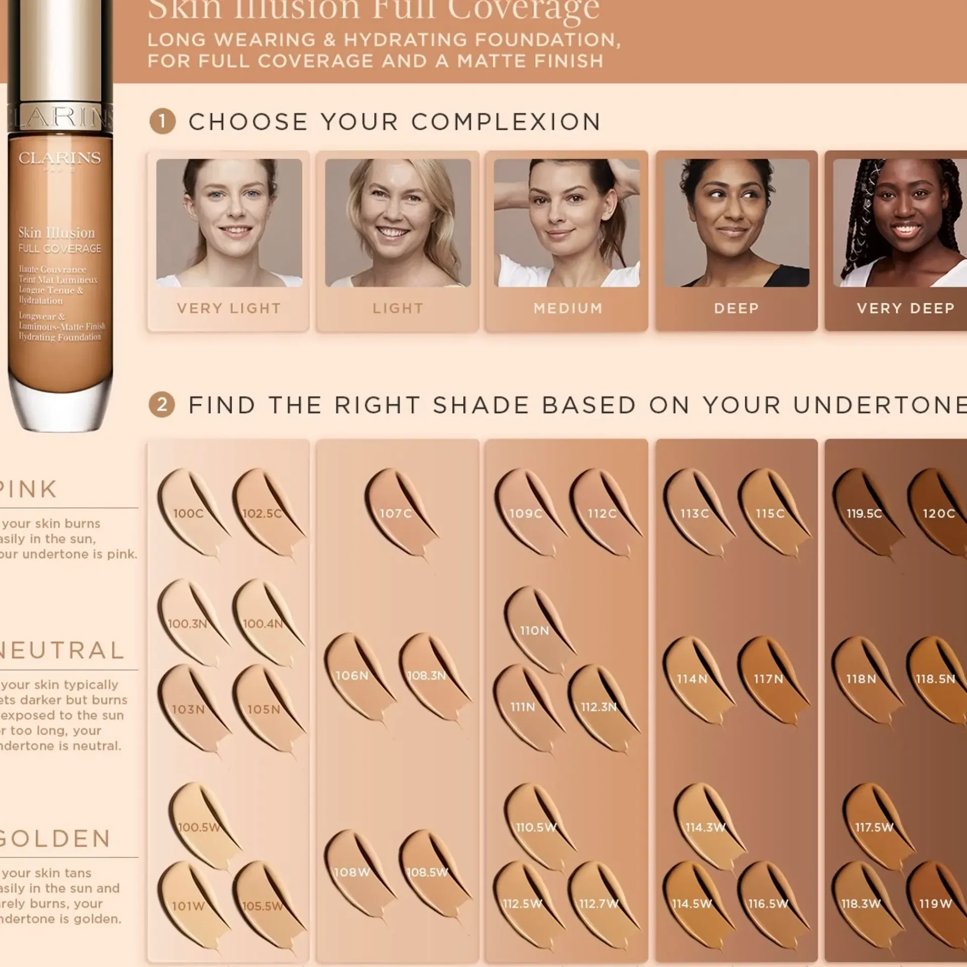 Clarins Kasvomeikit<Skin Illusion Full Coverage Foundation meikkivoide 30 ml