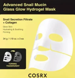 COSRX Korealainen Ihonhoito|Kasvojenhoito<Advanced Snail Mucin Glass Glow Hydrogel Mask-hydrogeelinaamio 3kpl