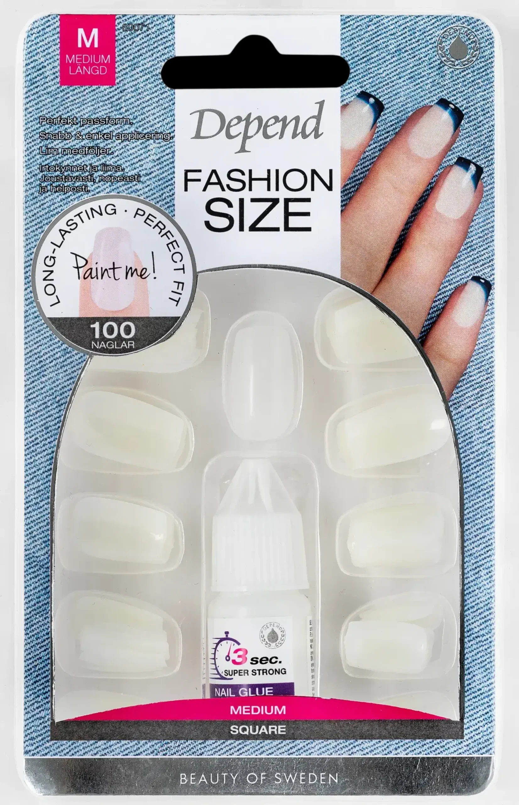 Depend Kynsimeikit Ja Kynsienhoito<Fashion Size 100-pack Medium Square irtokynnet nr 80071