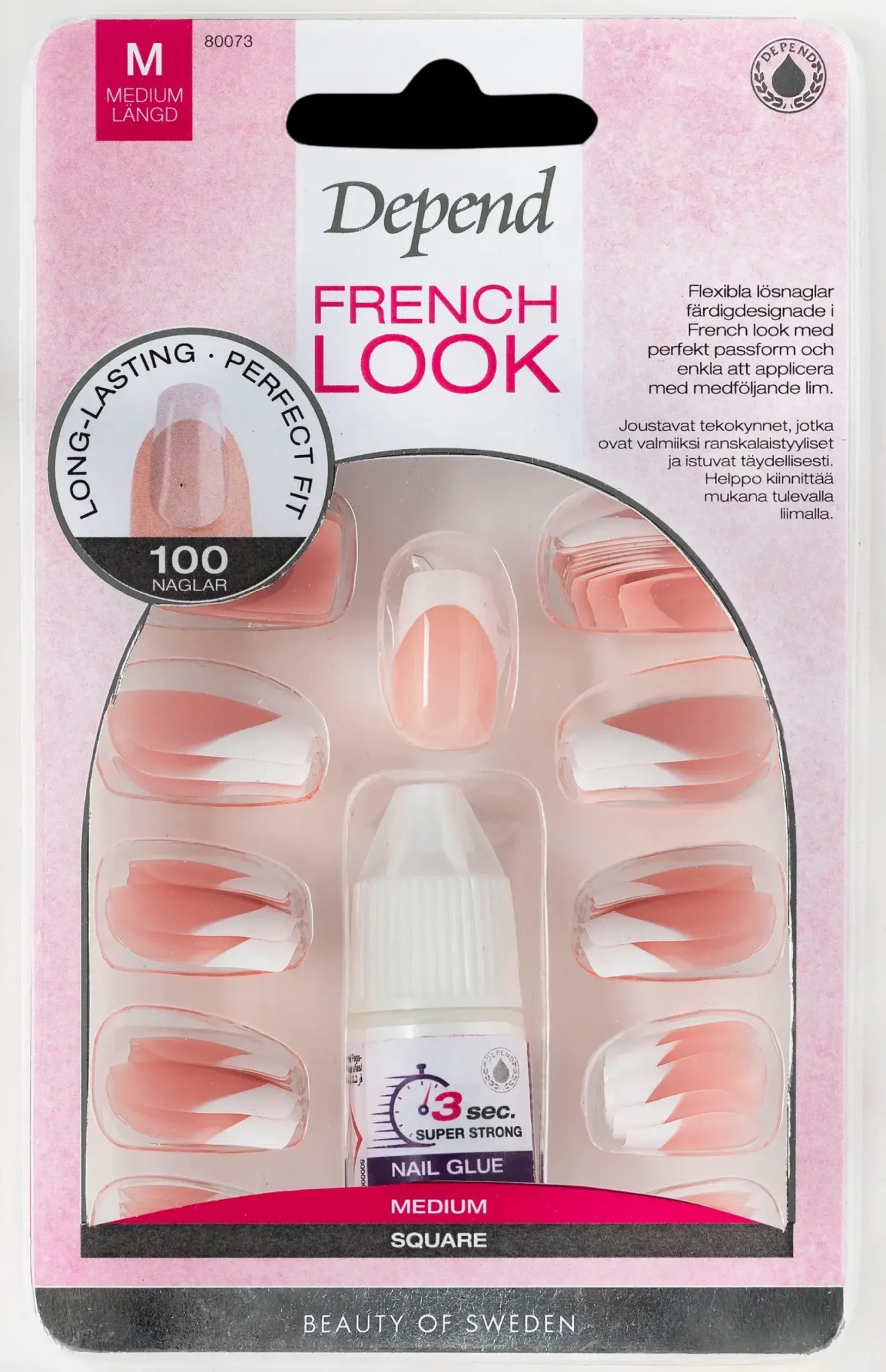 Depend Kynsimeikit Ja Kynsienhoito<French Look 100-pack Medium Square irtokynnet nr 80073