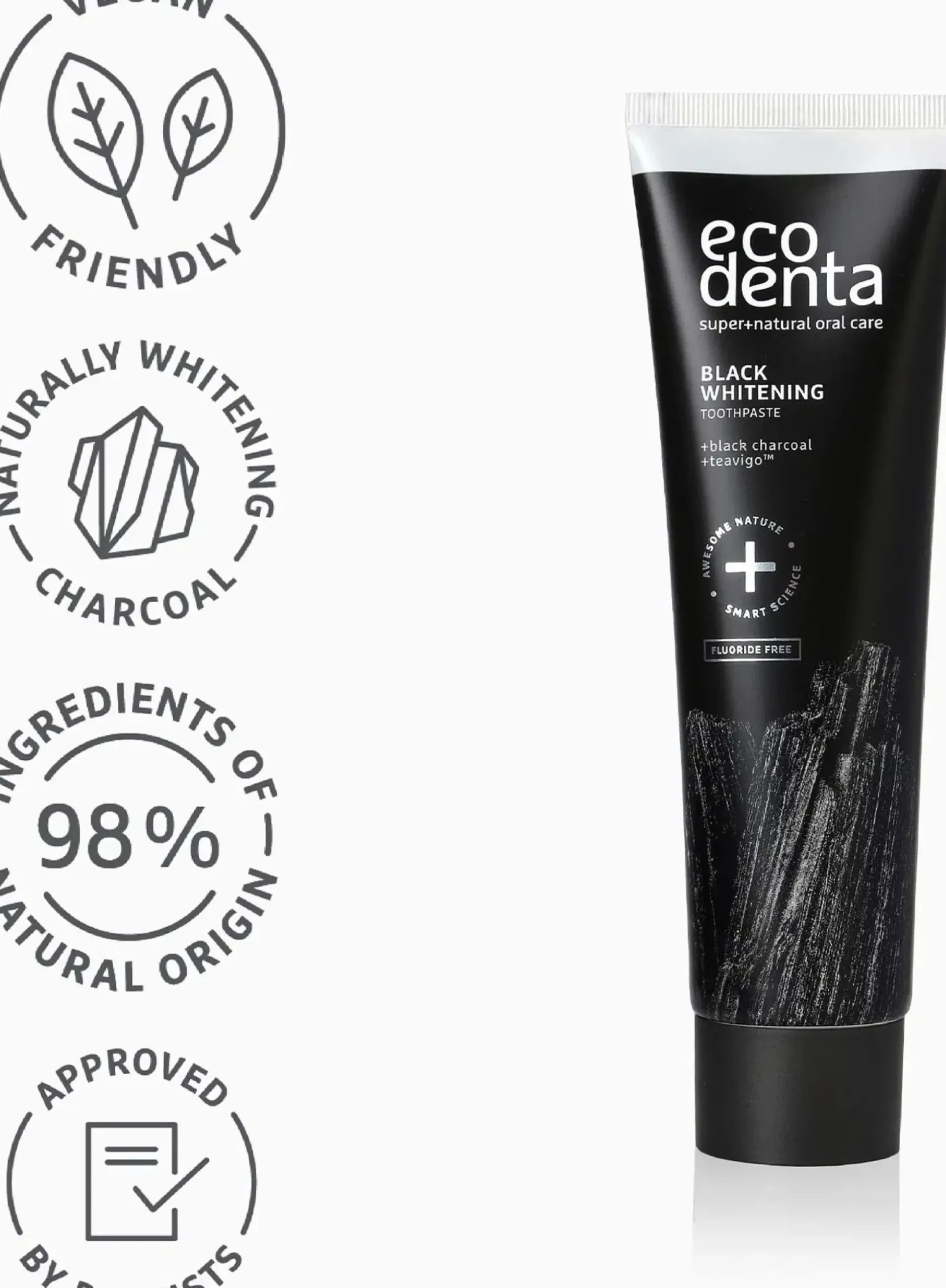 Ecodenta Suuhygienia|Suuhygienia<Black Whitening valkaiseva hiilihammastahna, 100ml