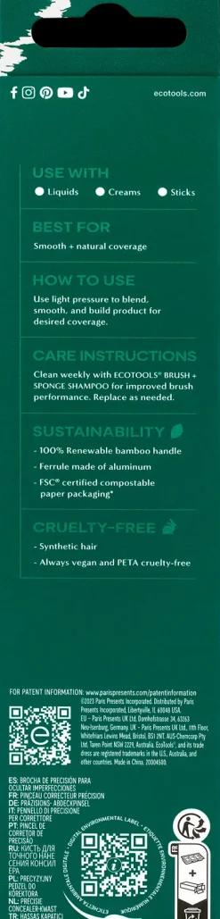 EcoTools Meikkisiveltimet Ja -Välineet<Precise Concealer Brush -peiteainesivellin