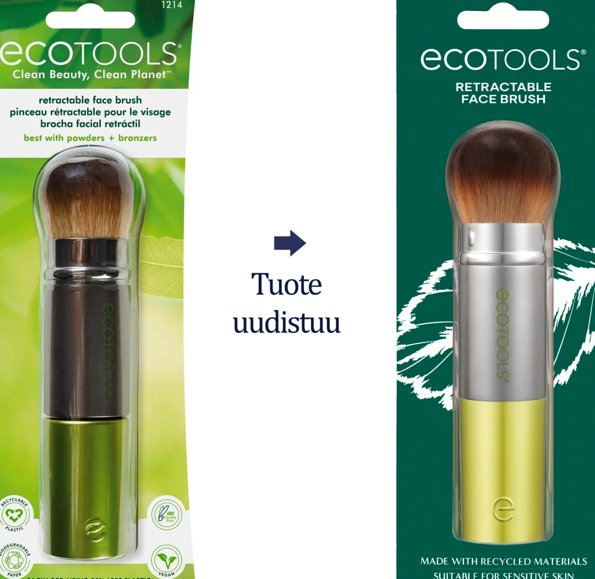 EcoTools Meikkisiveltimet Ja -Välineet<Retractable kabuki -Kabukisivellin hylsyllä