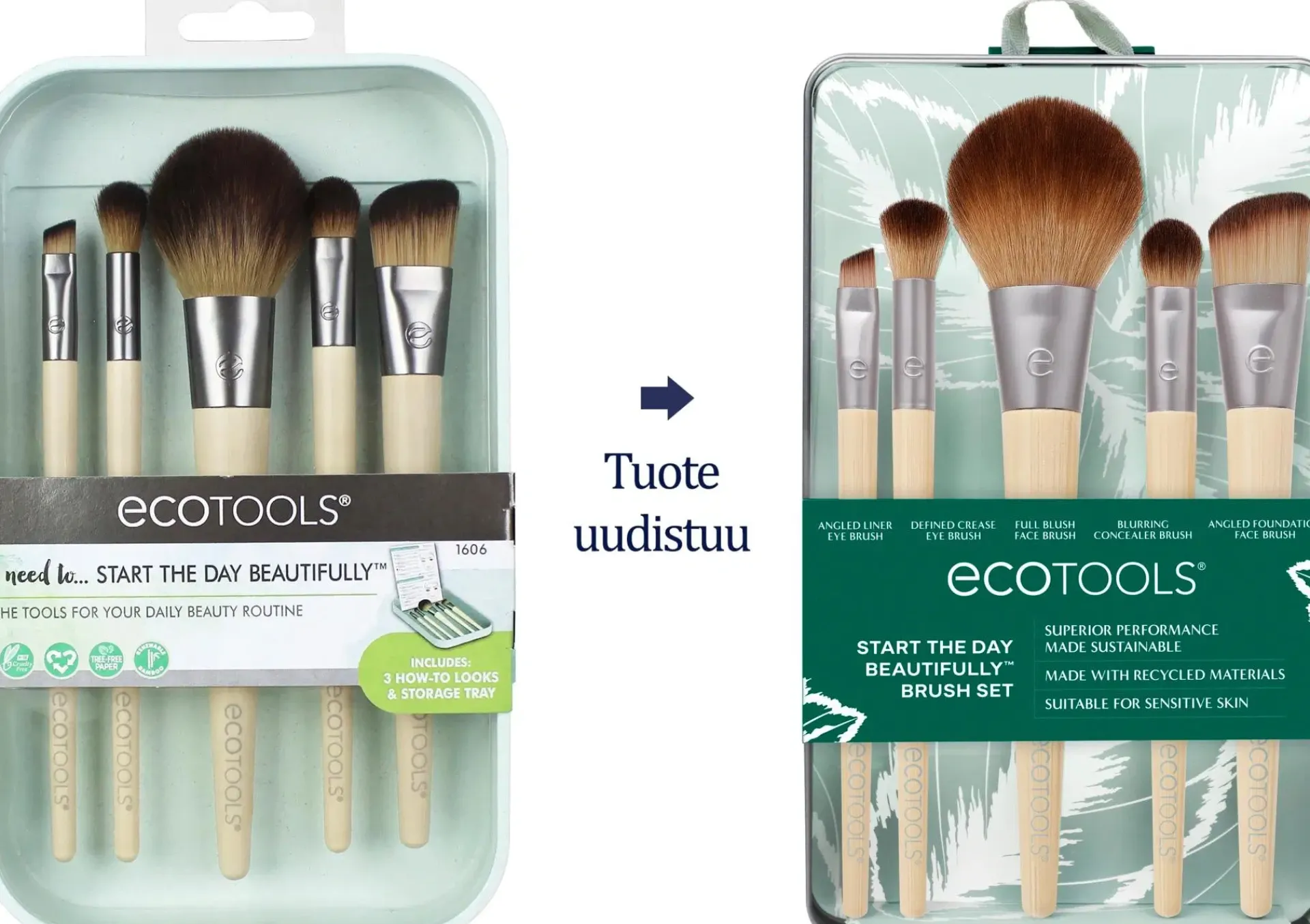 EcoTools Meikkisiveltimet Ja -Välineet<Start the Day Beautiful Kit -meikkisivellinsetti