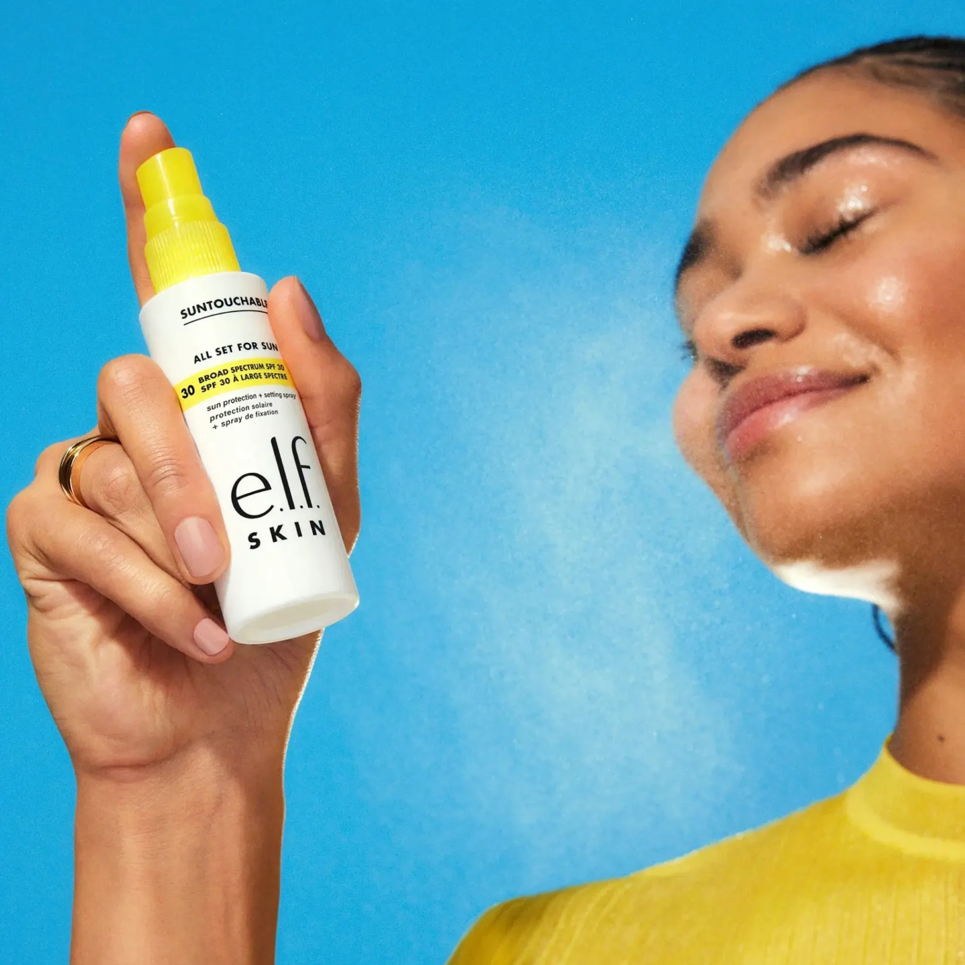 e.l.f. Aurinkotuotteet<e.l.f cosmetics SKIN Suntouchable! All Set for Sun SPF 30 aurinkosuoja- ja kiinnityssuihke 60 ml