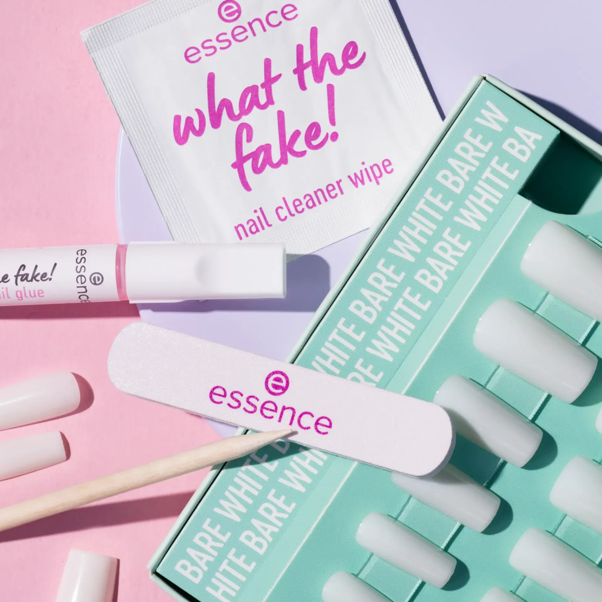Essence Meikkipakkaukset|Kynsimeikit Ja Kynsienhoito<what the fake! PRESS-ON NAILS manicure set 04 BARE WHITE 28 st
