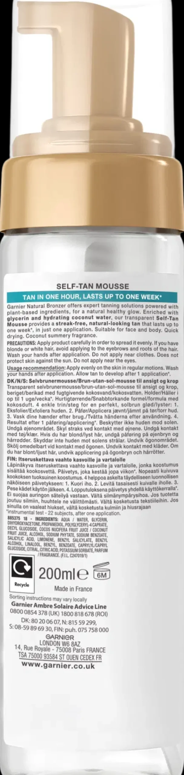 Garnier Aurinkotuotteet|Kylmägeelit Ja Hoitosalvat<Ambre Solaire Natural Bronzer itseruskettava normaalille iholle 200 ml