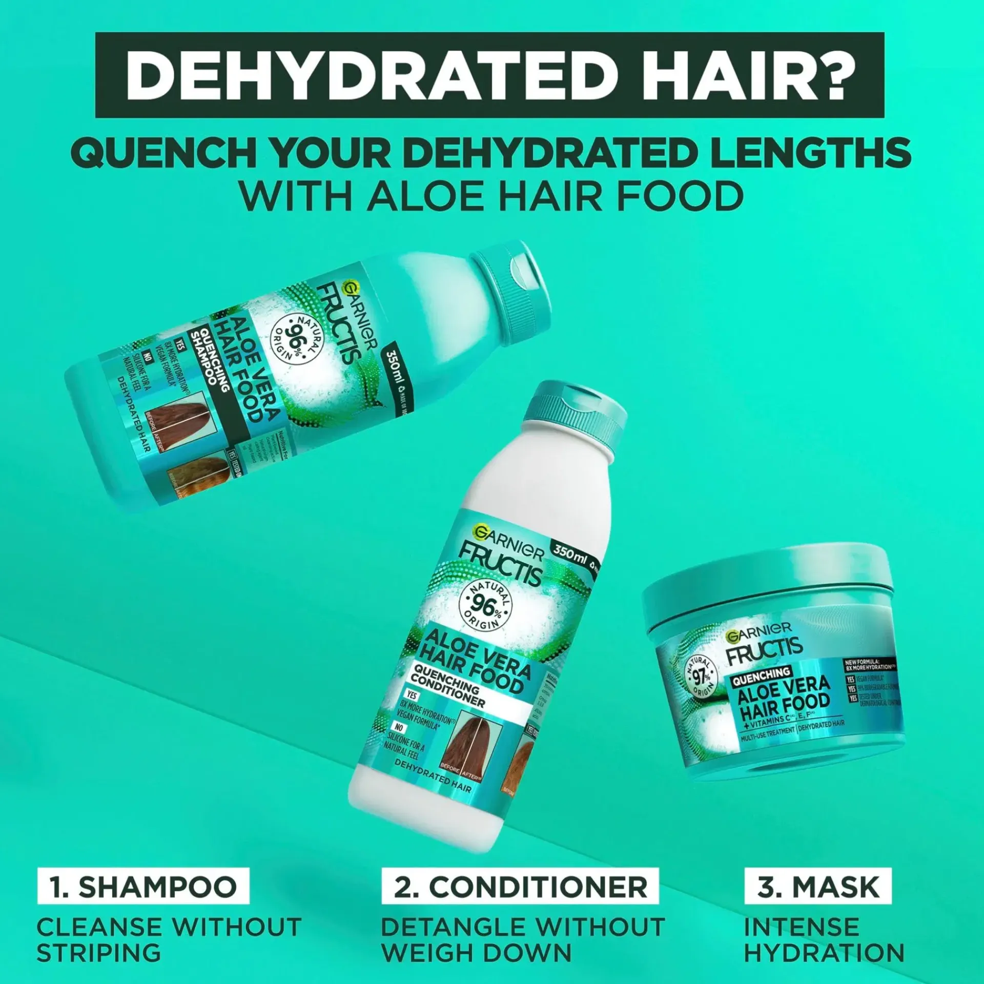 Garnier Curly Girl -Tuotteet|Hiustenhoito<Fructis Hair Food Aloe Vera hiusnaamio normaaleille hiuksille 400 ml