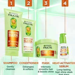 Garnier Shampoot<Fructis Keratin Sleek Shampoo pörröisille hiuksille 200 ml