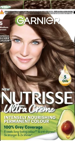 Garnier Hiusvärit<Nutrisse Ultra Creme 5.0 Medium Brown Ruskea kestoväri 1kpl