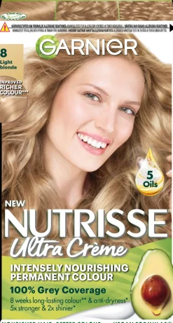 Garnier Hiusvärit<Nutrisse Ultra Creme 8.0 Light Blonde Luonnonvaalea kestoväri 1kpl
