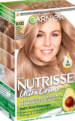 Garnier Hiusvärit<Nutrisse Ultra Creme 8.132 Light Blonde Nude Luonnonvaalea kestoväri 1kpl