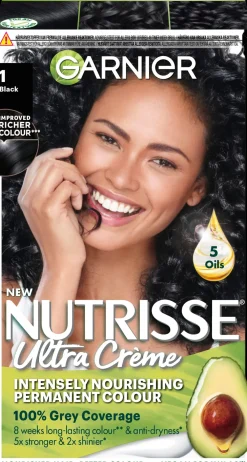 Garnier Hiusvärit<Nutrisse Ultra Creme 1.0 Black Musta kestoväri 1kpl