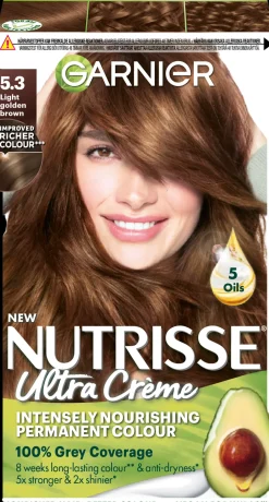 Garnier Hiusvärit<Nutrisse Ultra Creme 5.3 Light Golden Brown Vaalea Kullanruskea kestoväri 1kpl