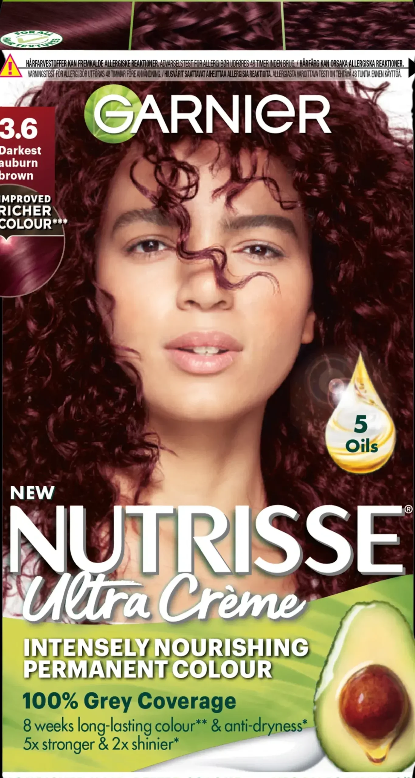 Garnier Hiusvärit<Nutrisse Ultra Creme 3.6 Darkest Auburn Brown Tumma Punaruskea kestoväri 1kpl