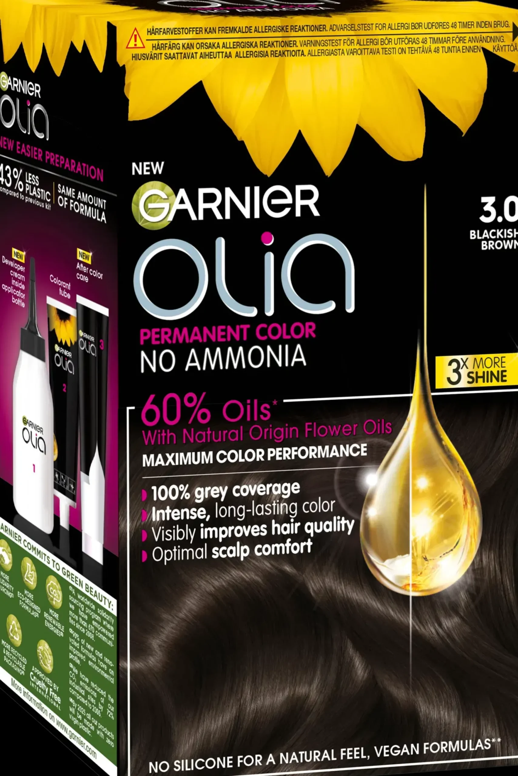 Garnier Hiusvärit<Olia 3.0 Soft Black kestoväri 174ml