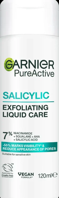 Garnier Kasvojenhoito<PureActive Salicylic Exfoliating Liquid Care Kasvovesi epäpuhtaalle iholle 120 ml