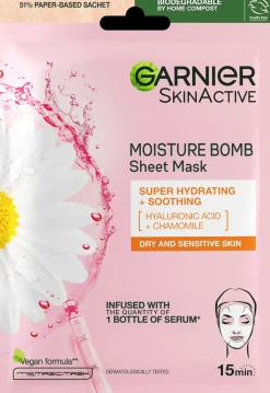 Garnier Kasvojenhoito<Skin Active Moisture Bomb kosteuttava kangasnaamio kuivalle ja herkälle iholle 32g