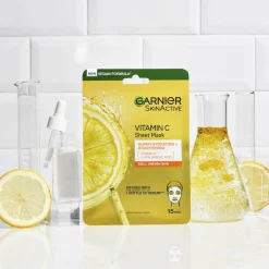 Garnier Ihonhoidon Tehoaineet|Kasvojenhoito<SkinActive Vitamin C Sheet Mask Super Hydrating + Brightening kosteuttava ja heleyttävä kangasnaamio 28 g