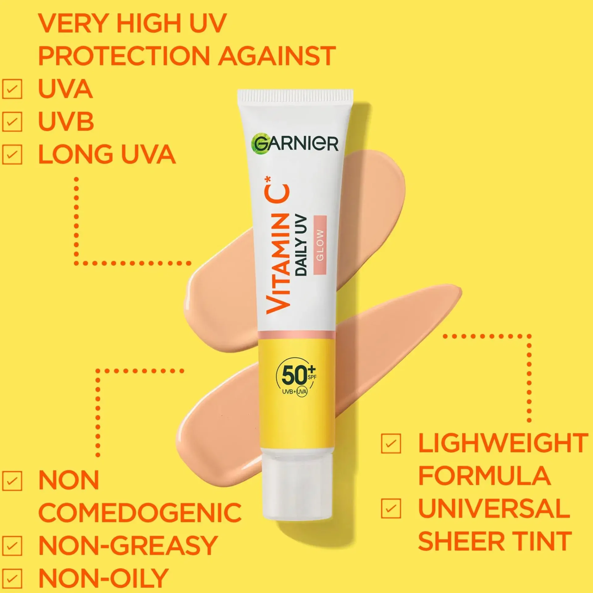 Garnier Kasvojenhoito<Vitamin C* Sheer Glow uv-voide SPF50 samealle iholle 40 ml