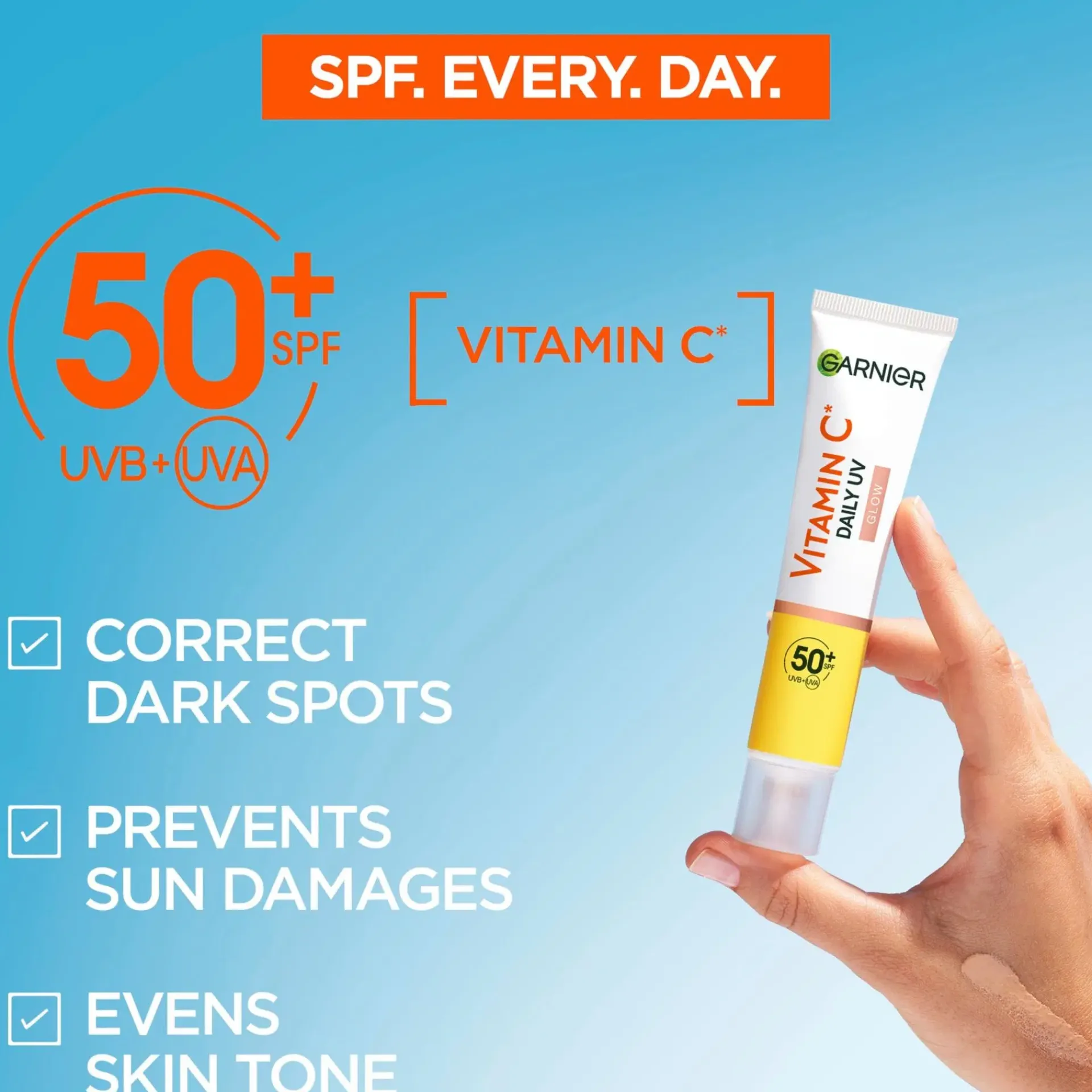 Garnier Kasvojenhoito<Vitamin C* Sheer Glow uv-voide SPF50 samealle iholle 40 ml