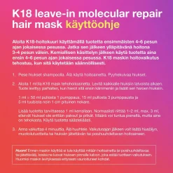 K18 Hiusnaamiot Ja -Tehohoidot|Hiustenhoito<Molecular repair hair mask hiusnaamio 15 ml