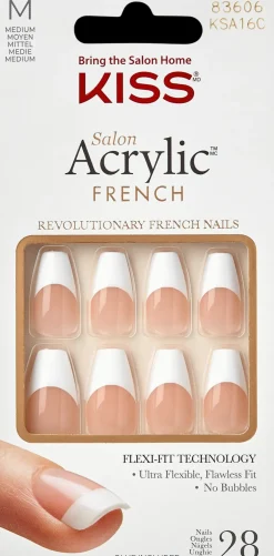 Kiss Kynsimeikit Ja Kynsienhoito<Salon Acrylic French kynnet Je T'aime 28 kpl