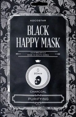 Kocostar Korealainen Ihonhoito|Kasvojenhoito<Black Happy Mask puhdistava kangasnaamio 1 kpl