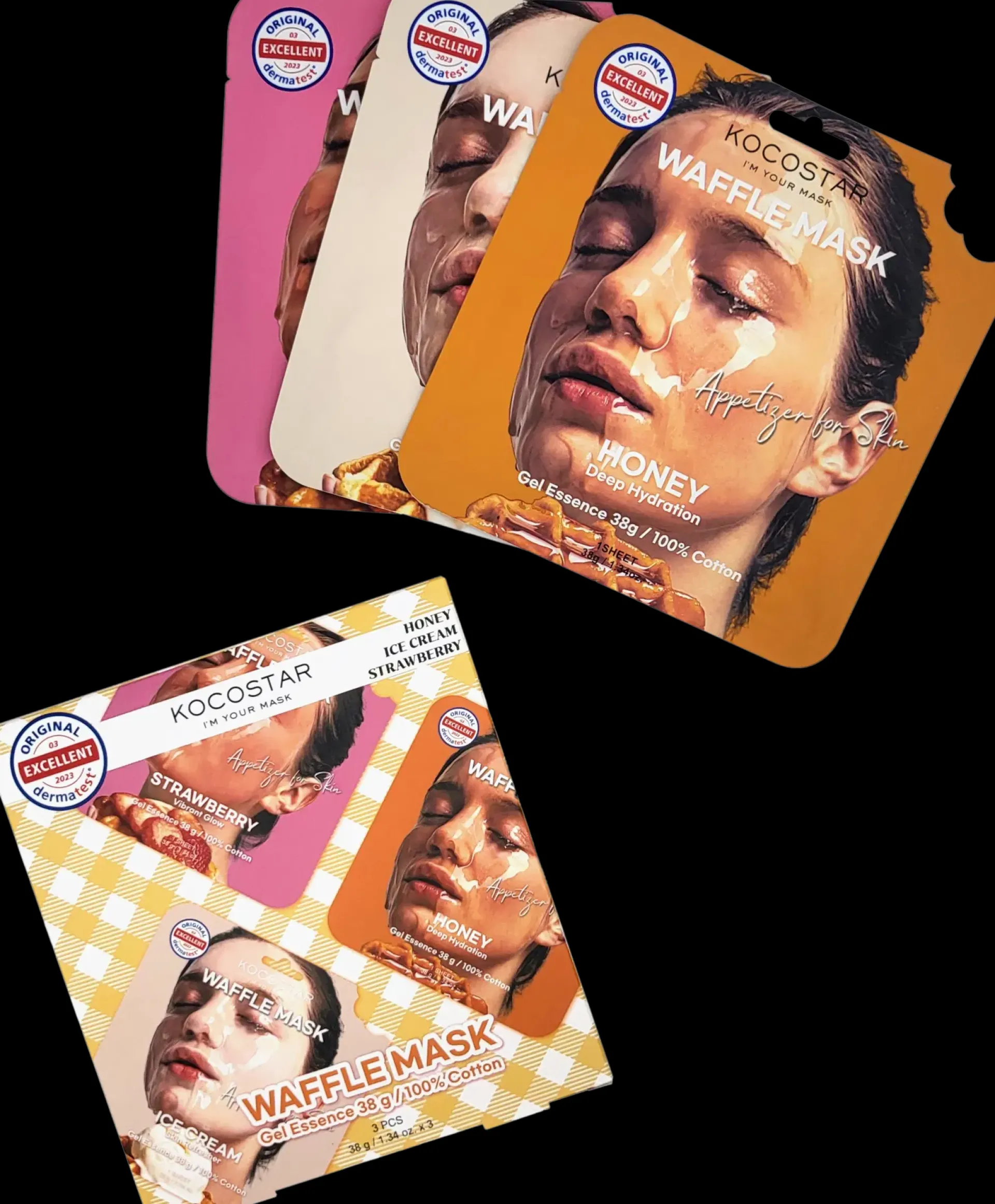 Kocostar Korealainen Ihonhoito|Kasvojenhoito<Waffle Mask Kit 3 kpl