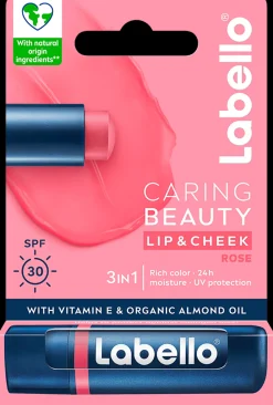 Labello Kasvojenhoito<4,8g Caring Beauty Rose - sävyttävä voide huulille ja poskille