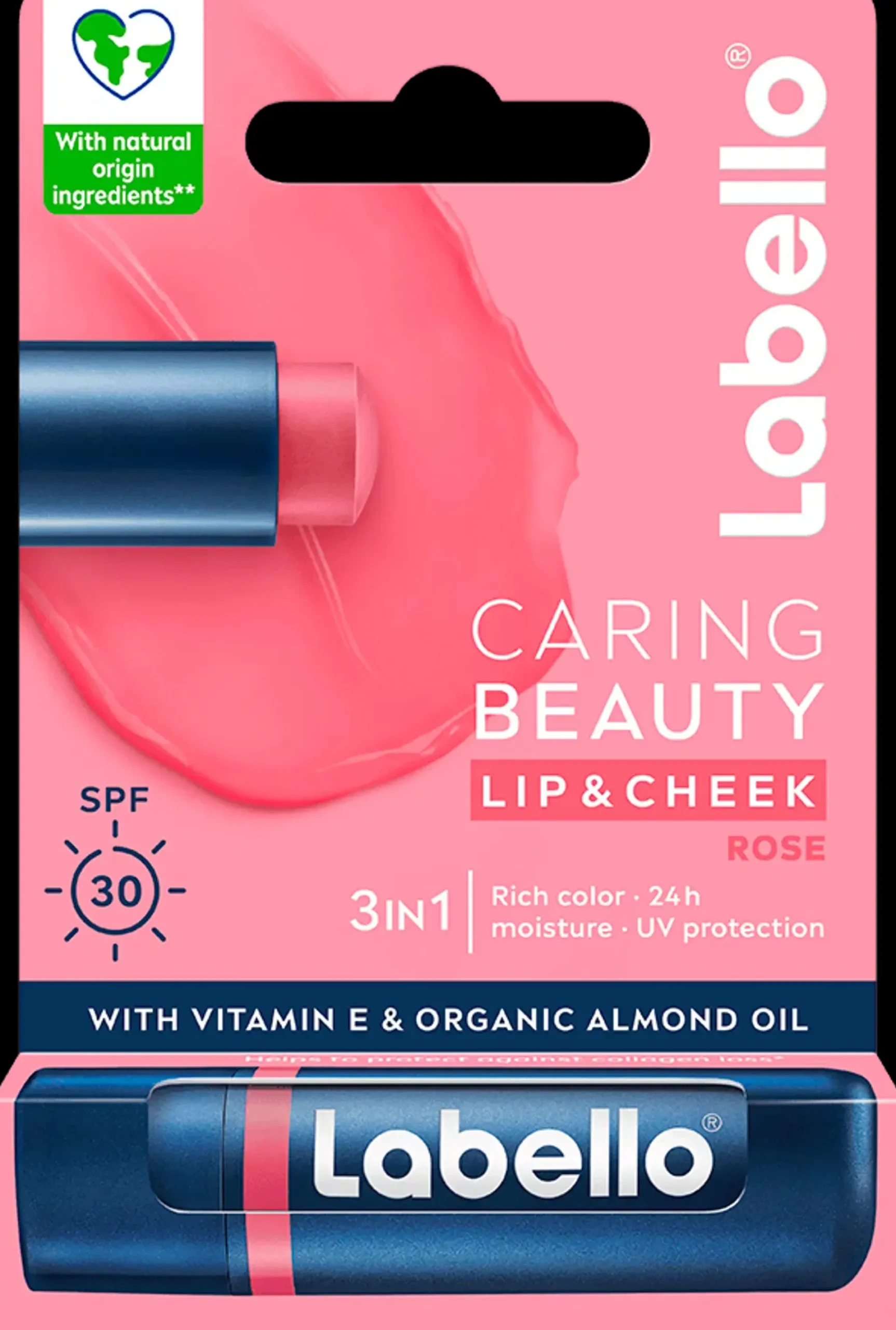 Labello Kasvojenhoito<4,8g Caring Beauty Rose - sävyttävä voide huulille ja poskille