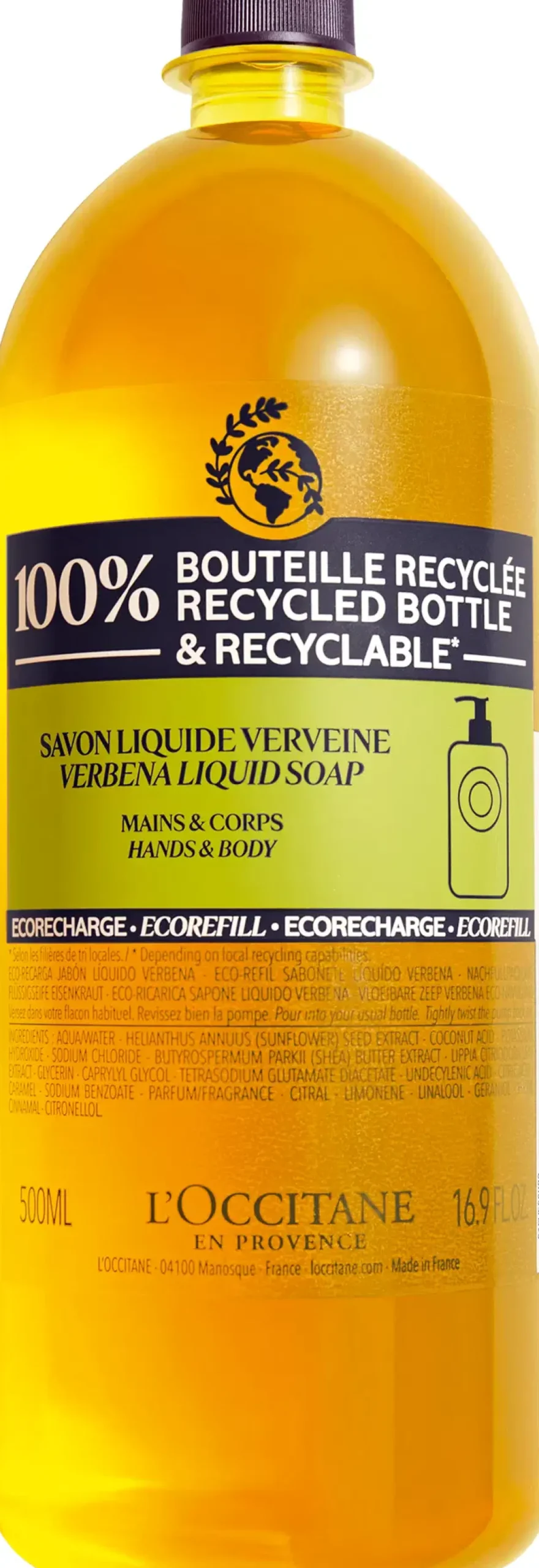 L’Occitane en Provence Vartalonhoito<L'Occitane Shea Verbena Liquid Soap täyttöpakkaus 500 ml