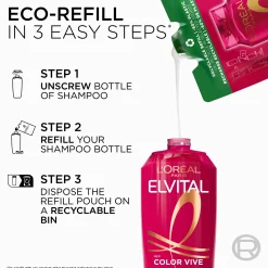 L'Oréal Paris Shampoot<Elvital Color Vive shampoon täyttöpakkaus värjätyille hiuksille 250 ml