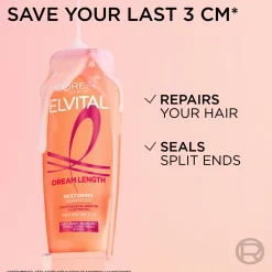 L'Oréal Paris Shampoot<Elvital Dream Length Restoring shampoo pitkille, vaurioituneille hiuksille 250ml