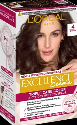 L'Oréal Paris Hiusvärit<Excellence Creme 4 Brown Tummanruskea kestoväri 1kpl