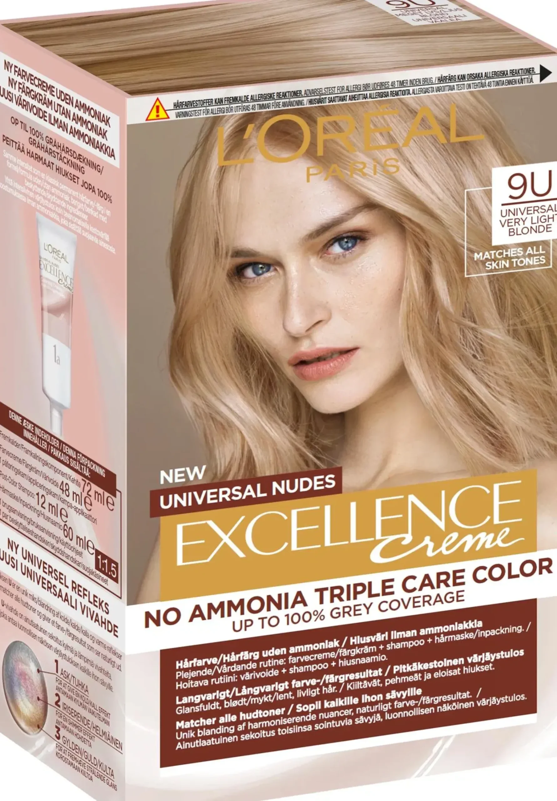 L'Oréal Paris Hiusvärit<Excellence Creme Universal Nudes 9U Universal Very Light Blonde kestoväri ilman ammoniakkia 1kpl