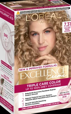 L'Oréal Paris Hiusvärit<Excellence Creme 7.31 Golden Beige Blonde Tummanvaalea kultatuhka kestoväri 1 kpl