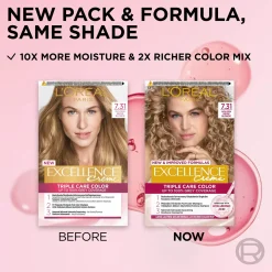 L'Oréal Paris Hiusvärit<Excellence Creme 7.31 Golden Beige Blonde Tummanvaalea kultatuhka kestoväri 1 kpl