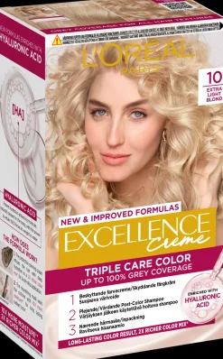L'Oréal Paris Hiusvärit<Excellence Creme 10 Extra Light Blonde Kirkas Vaalea kestoväri 1kpl