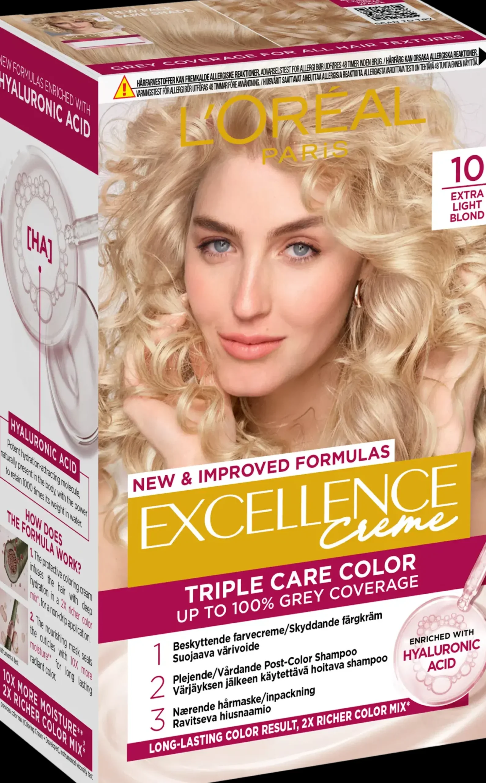 L'Oréal Paris Hiusvärit<Excellence Creme 10 Extra Light Blonde Kirkas Vaalea kestoväri 1kpl