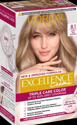 L'Oréal Paris Hiusvärit<Excellence Creme 8.1 Light Ash Blonde Keskivaalea Tuhka kestoväri 1kpl