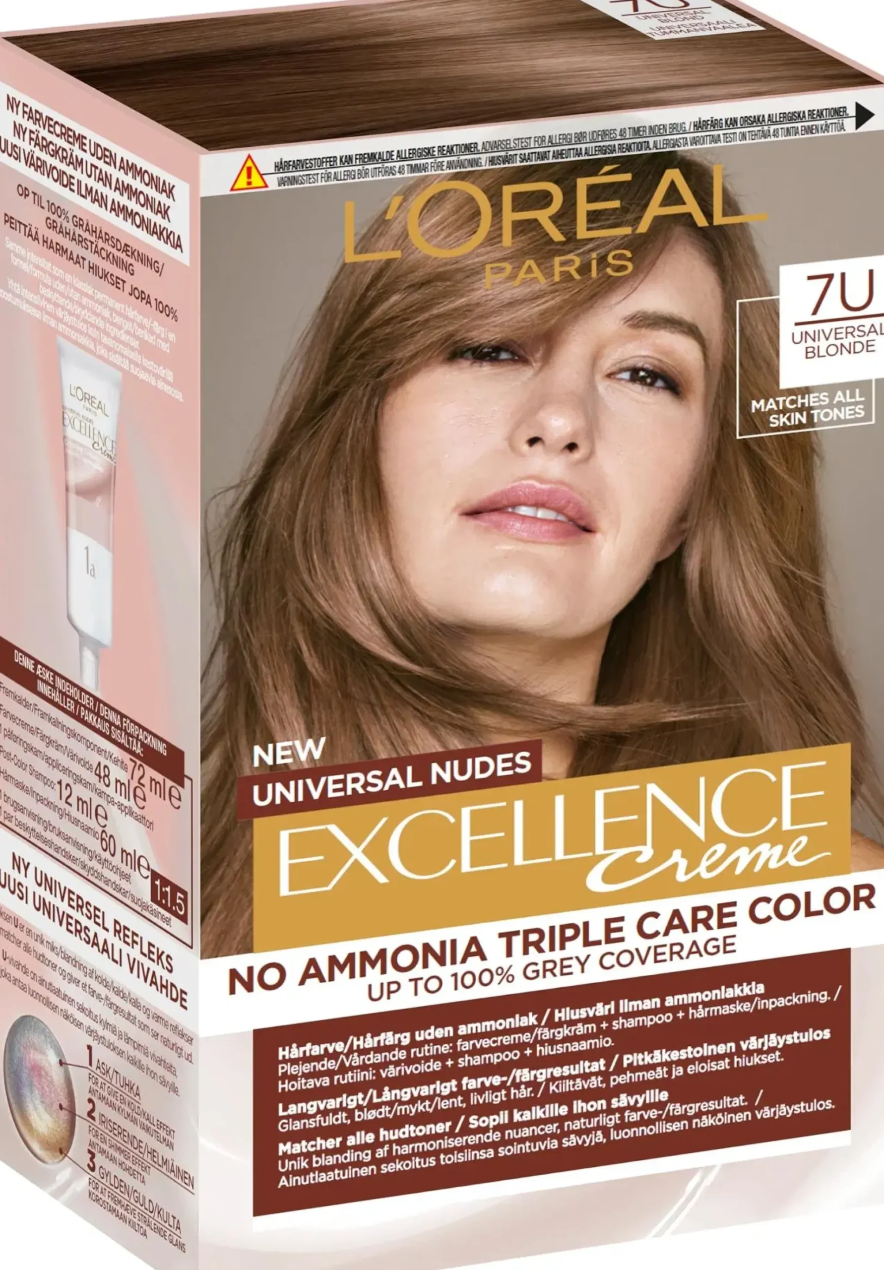 L'Oréal Paris Hiusvärit<Excellence Creme Universal Nudes 7U Universal Blonde kestoväri ilman ammoniakkia 1kpl