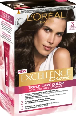 L'Oréal Paris Hiusvärit<Excellence Creme 3 Dark Brown Syvä Tummanruskea kestoväri 1kpl