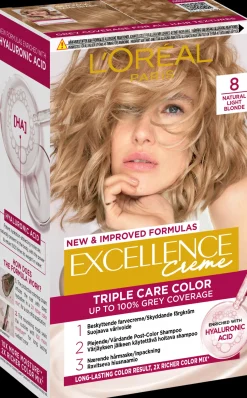 L'Oréal Paris Hiusvärit<Excellence Creme 8 Natural Light Blonde Keskivaalea kestoväri 1kpl